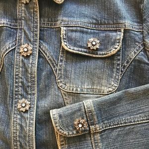 Decorative Snap-Front Denim Jacket